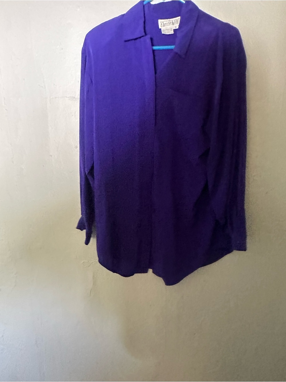 Classic Collared Button-Front Blouse in Deep Purple